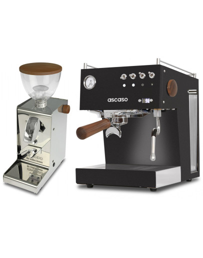 Set Ascaso Steel Uno PID Espresso Machine + Ascaso I·steel Wood grinder kit Professional Grinder