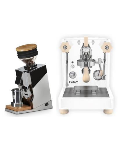 Set Lelit Bianca V.3 White Edition Espresso Machine + Eureka ORO Mignon Single Dose Grinder