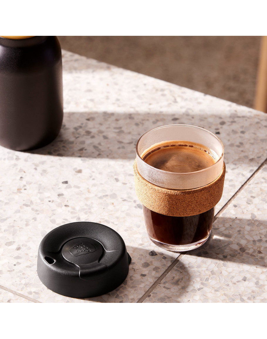KeepCup Brew Reusuable Glass Coffee Cup Mug with Cork Band 340ml 12oz Espresso 