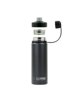 EcoVessel - Insulated Water Bottle Boulder - Black Shadow 600 ml