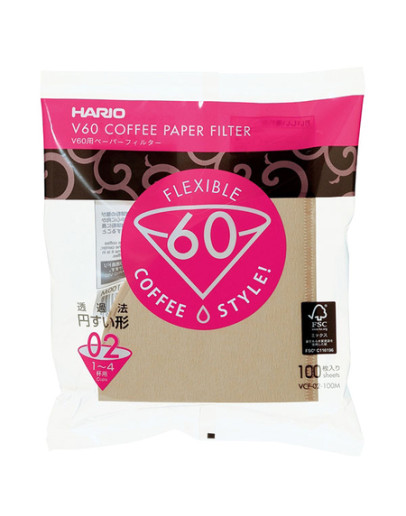 Hario Misarashi brown paper filters – V60-02 – 100 pieces