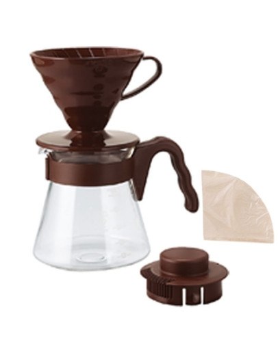 Hario V60 Brown Pour Over Kit  – dripper +  server  + filters