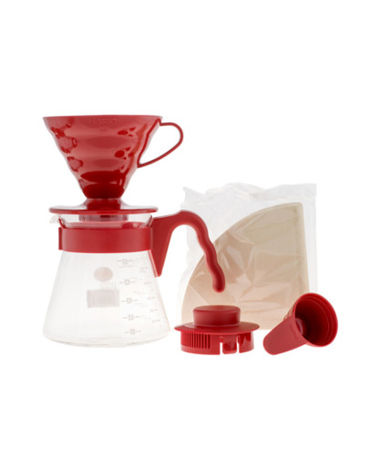 Hario V60 Pour Over Kit Red – dripper +  server  + filters